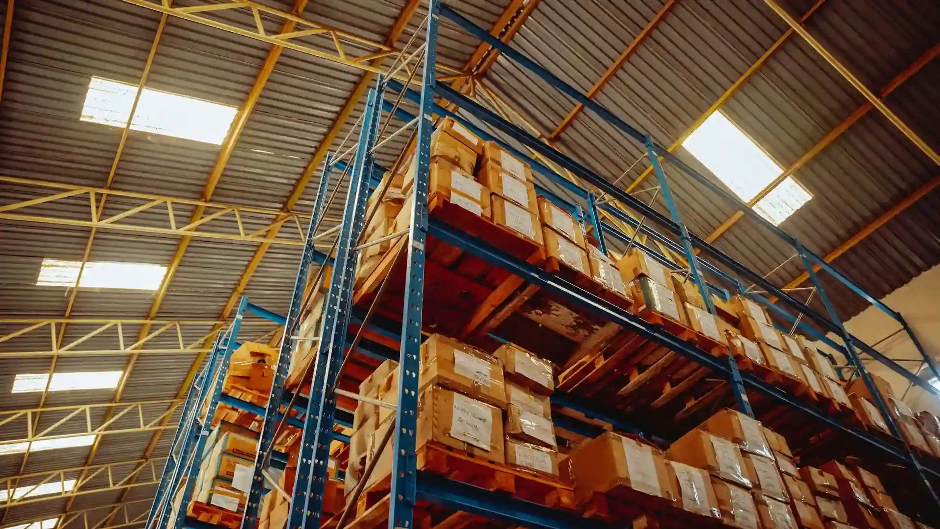 Galpão industrial com iluminação em LED no teto